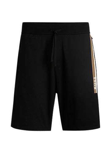 Kratke hlače BOSS Cotton-Terry Shorts with Side Stripe Črna | 50540630