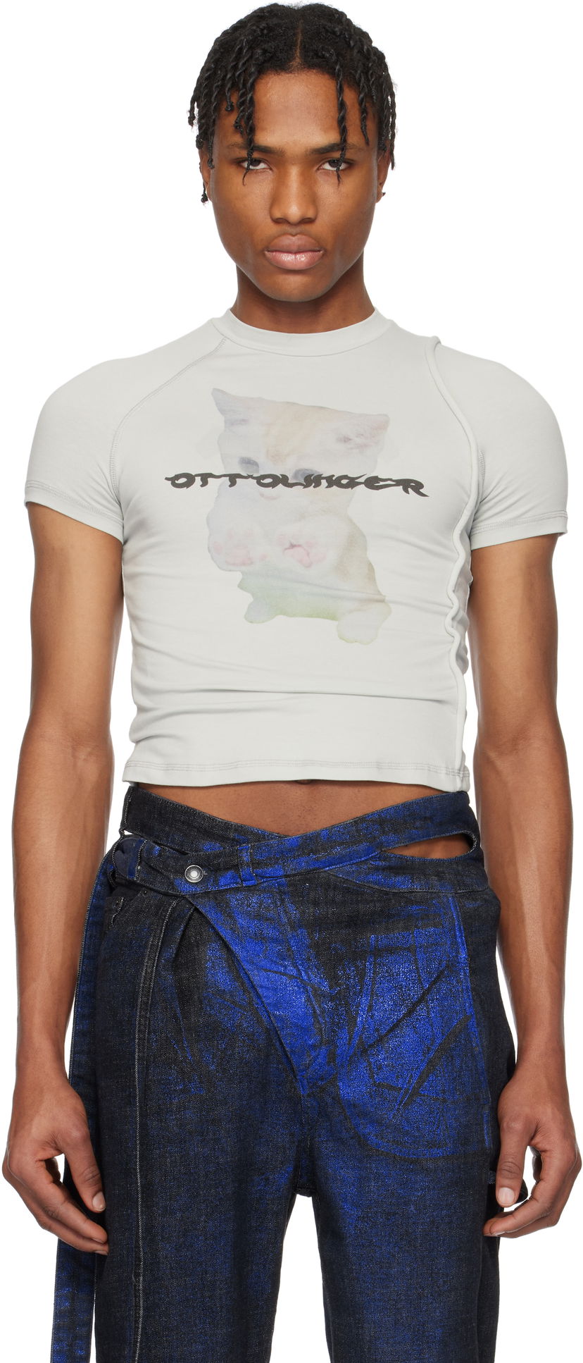 Majica Ottolinger Ottolinger Deconstructed Kitten T-Shirt Siva | 115-102015-01
