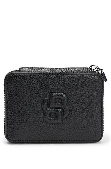 Denarnica BOSS Grained Ziparound Wallet with Double B Monogram Črna | 50542050