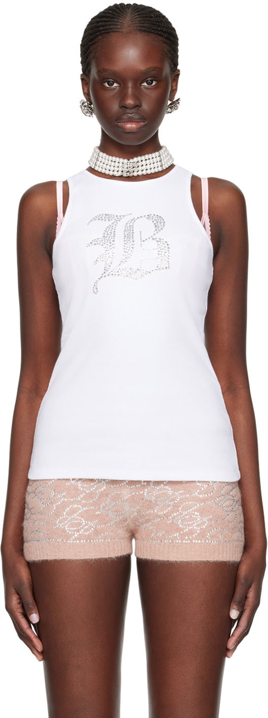 Majica brez rokavov Blumarine Women's Graphic Tank Top Bela | P422T049A, 0