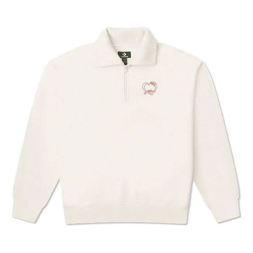 Pulover Converse Heart Zip Sweatshirt Bela | 10026890-A01