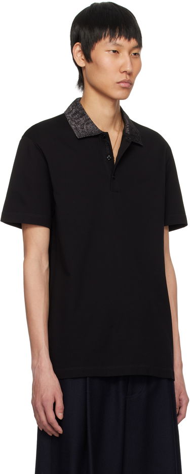 Polo majica Versace Versace Barocco Embroidered-Collar Polo Črna | 1013906_1A12966, 1