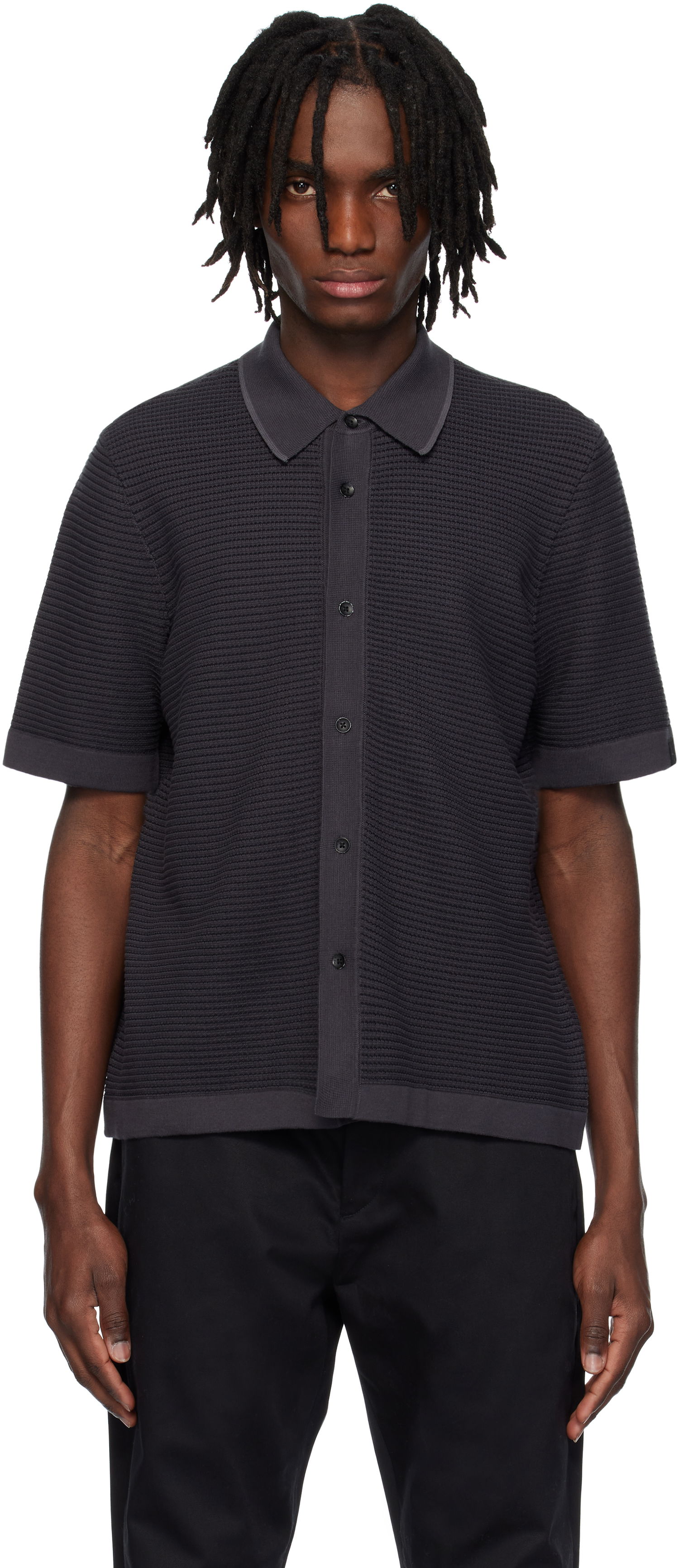 Polo majica rag & bone Rag & Bone Harvey Striped Jacquard Knit Polo Črna | MBS25S025BC25, 0