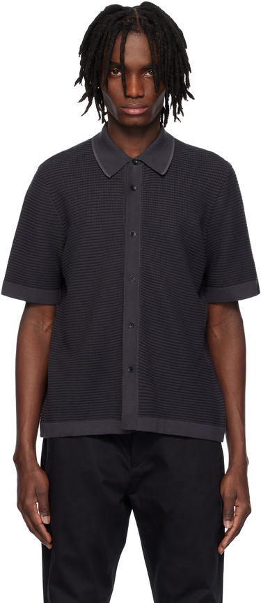 Polo majica rag & bone Rag & Bone Harvey Striped Jacquard Knit Polo Črna | MBS25S025BC25, 0