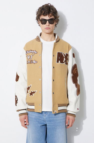 Bomber jakna BAPE Multi Motif Varsity Bomber Jacket Bež | 1J80141001, 2
