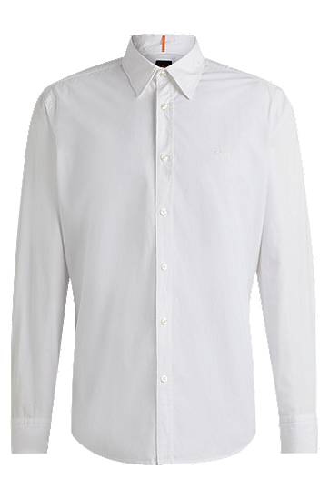 Srajce BOSS Regular-Fit Cotton Poplin Shirt Bela | 50518304