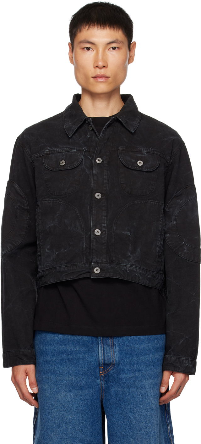 Jakna Off-White Garment-Dyed Cropped Denim Jacket Črna | OMEV013F23FAB0011000