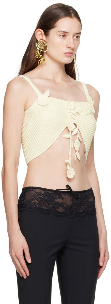 Majica brez rokavov Blumarine Flower Lace-Up Camisole Bež | P422M417A, 1