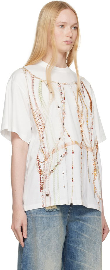 Majica Maison Margiela MM6 Maison Margiela Jersey T-Shirt with Beaded Graphic Bela | S62GD0201 M20113, 1