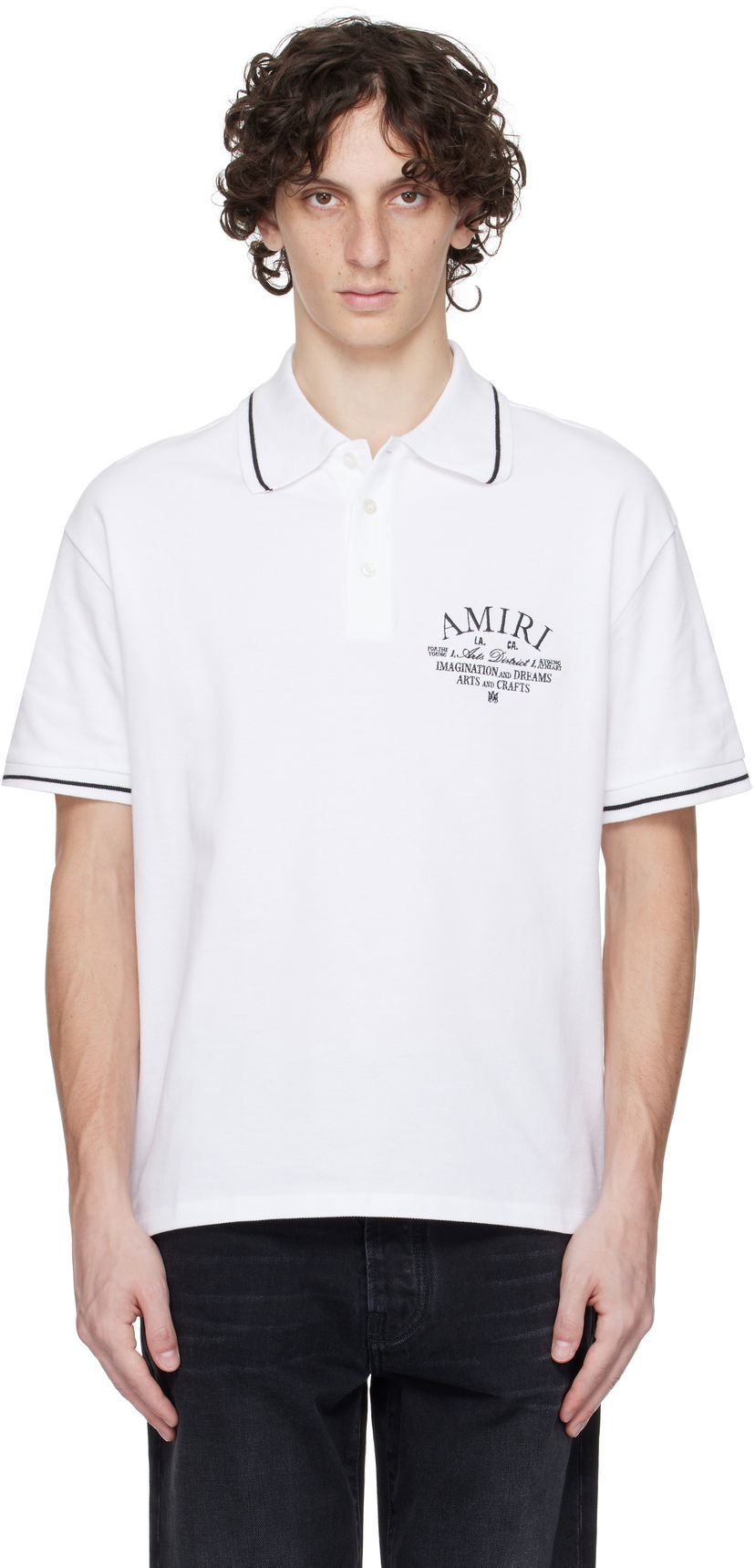 Polo majica AMIRI Amiri Arts District Polo Bela | AMJYPO1008