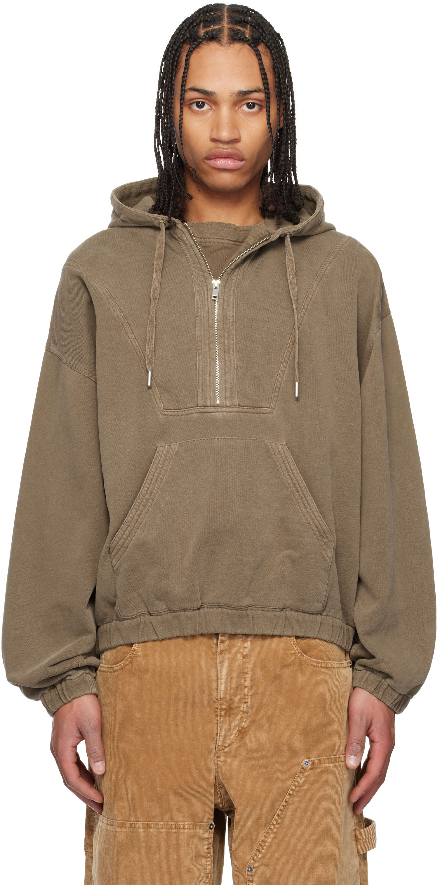 Pulover ISABEL MARANT Isabel Marant Yanis Quarter-Zip Hoodie Zelena | 25PSW0155HA-C1G05H, 0