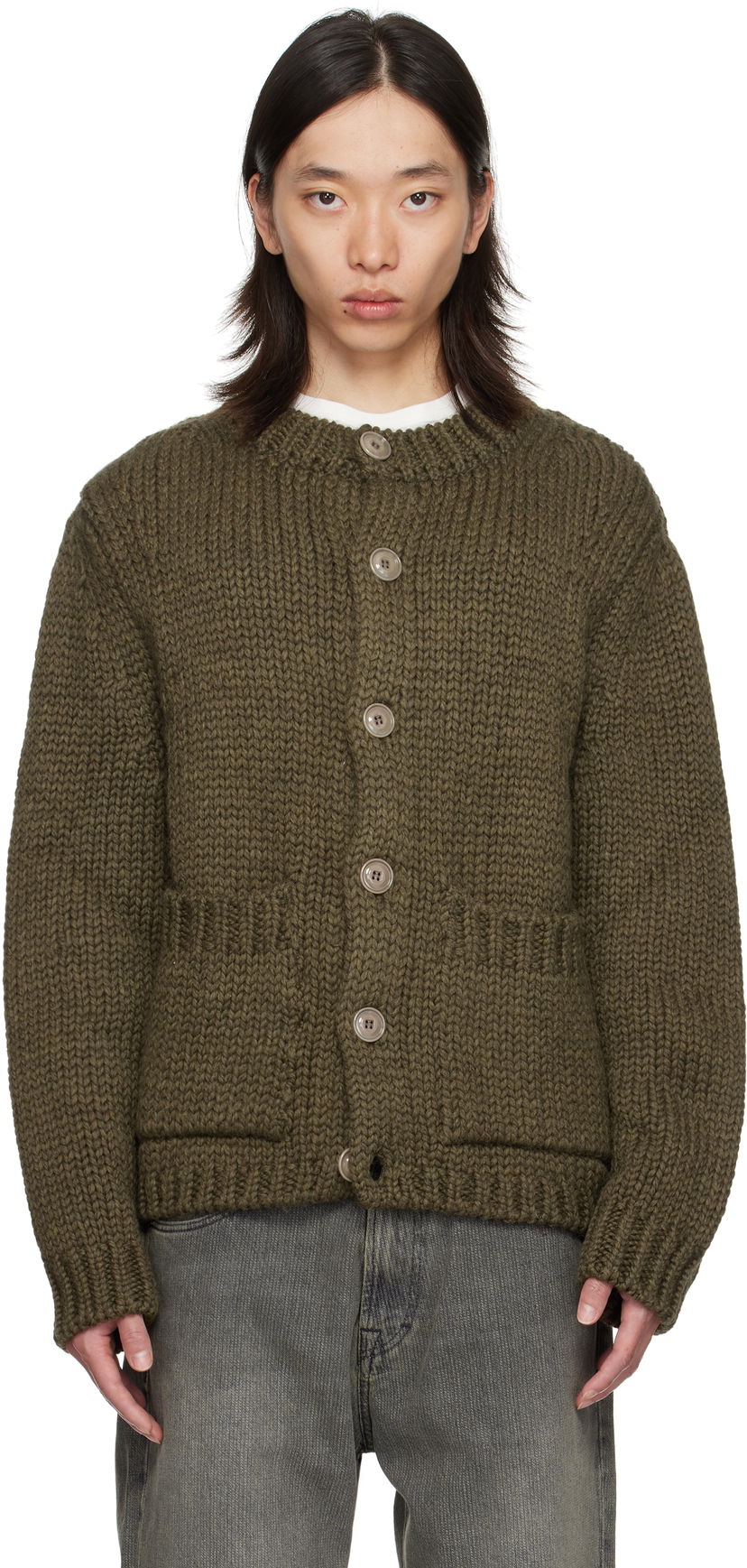 Pleteni pulover OUR LEGACY OUR LEGACY Over Cardigan Zelena | M4253OO