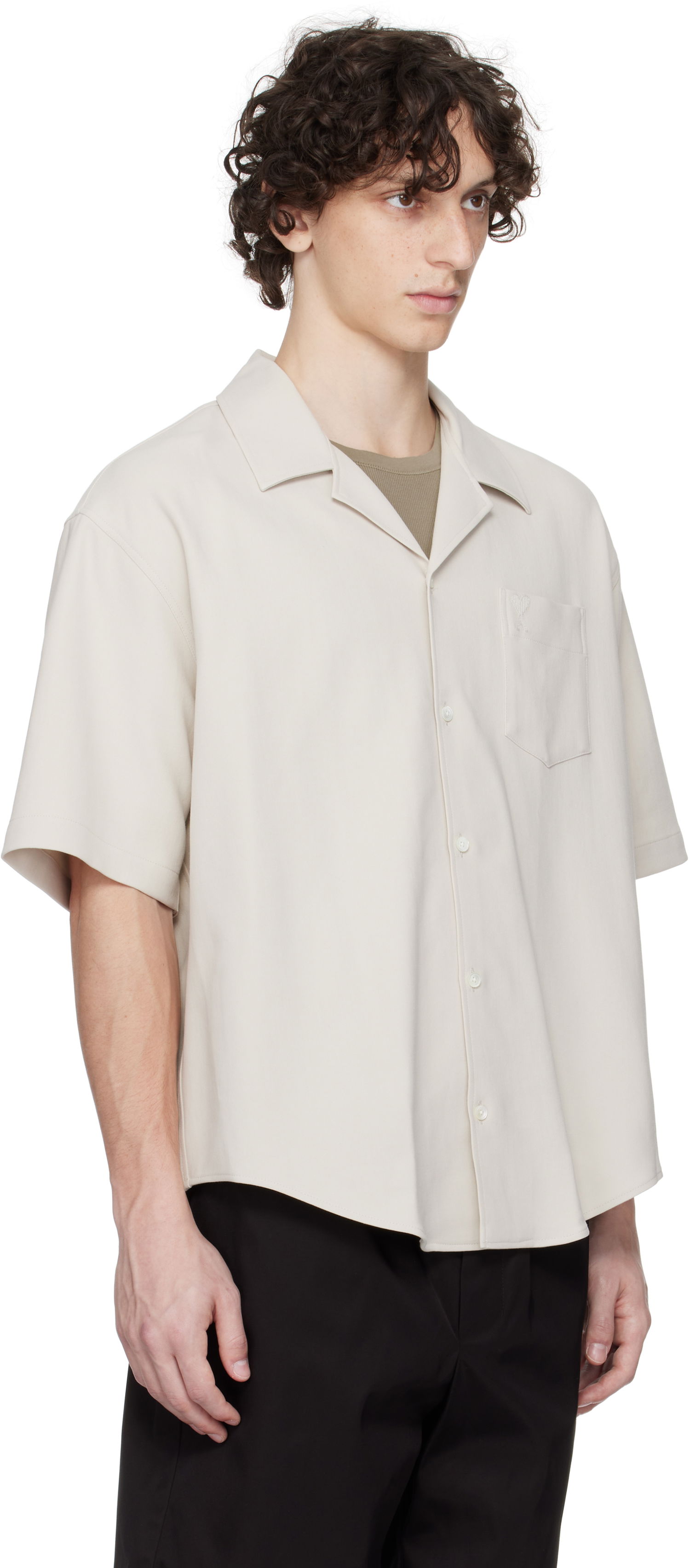 Srajce AMI AMI Paris Camp Collar Shirt Bež | HSH219.CO0106, 1