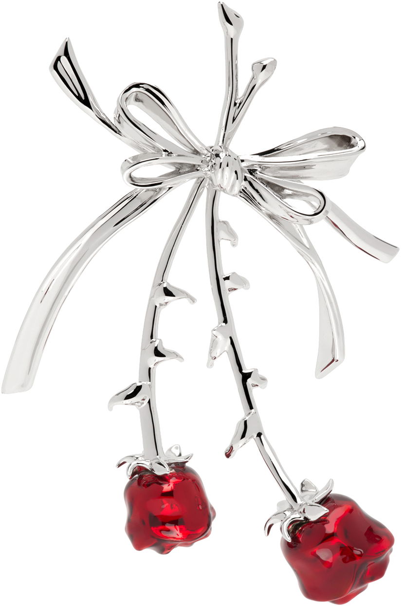 Uhani SHUSHU/TONG SHUSHU/TONG YVMIN Edition Double Rose Bow Earring Rdeča | 22326RED00DL