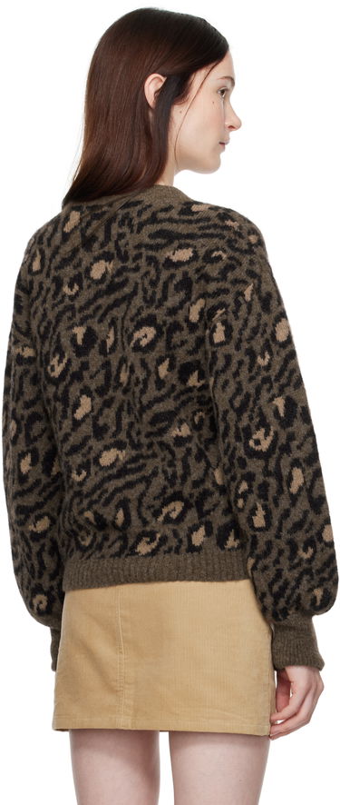 Pleteni pulover A.P.C. Leopard Print Crewneck Knit Sweater Zelena | WPAAO-F23337, 2