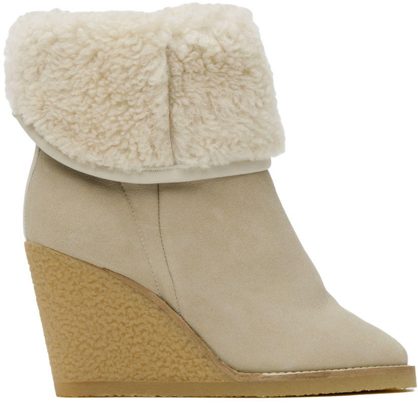 Oblačila ISABEL MARANT Isabel Marant Totam Suede Wedge Boots with Shearling Cuff Bež | 22HBO0901-22H014S, 0