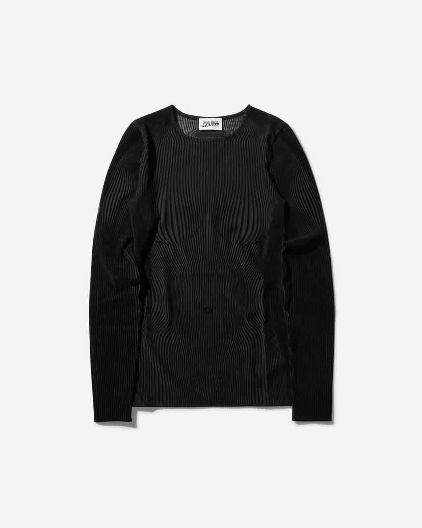Majica Jean Paul Gaultier Jean Paul Gaultier Morphing Pinstripes Top Črna | 2431FTO230-T570 0000