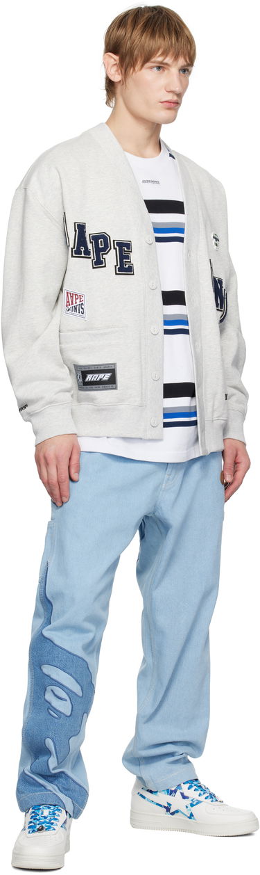 Pleteni pulover AAPE by A Bathing Ape AAPE by A Bathing Ape Multi-Logo Button Down Cardigan Siva | AAPSWMB348XANWH2, 3