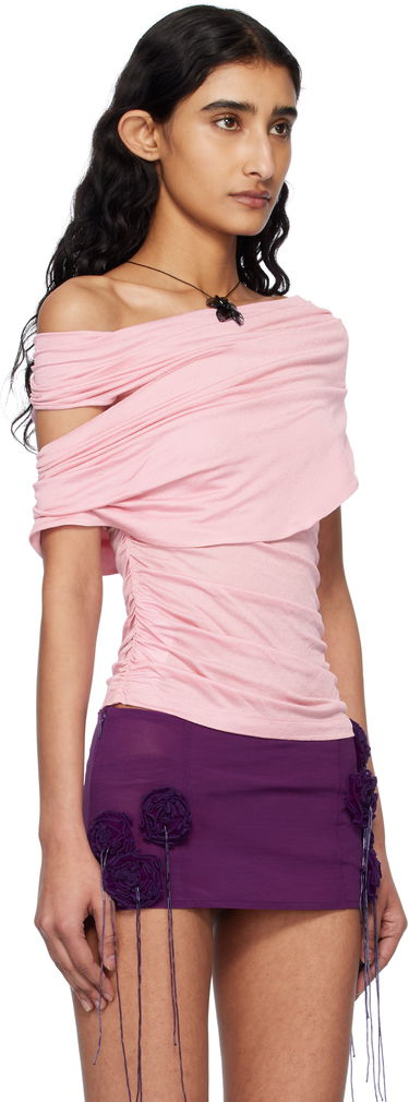 Krila Blumarine Blumarine Jersey Sablé Draped Blouse Lila | P522C374A, 1