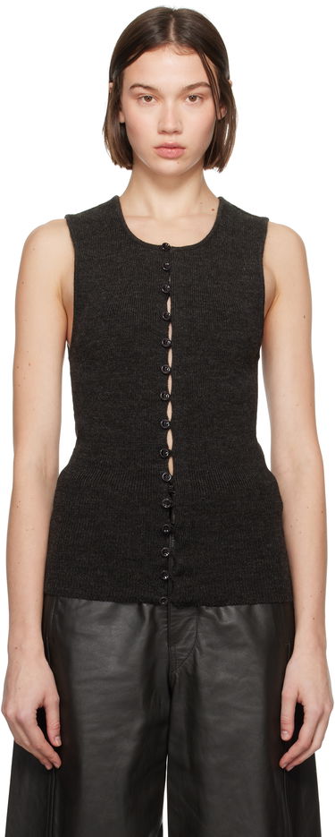 Majica brez rokavov LEMAIRE Fitted Button Cardigan Rjava | TO1270 LK1028, 0