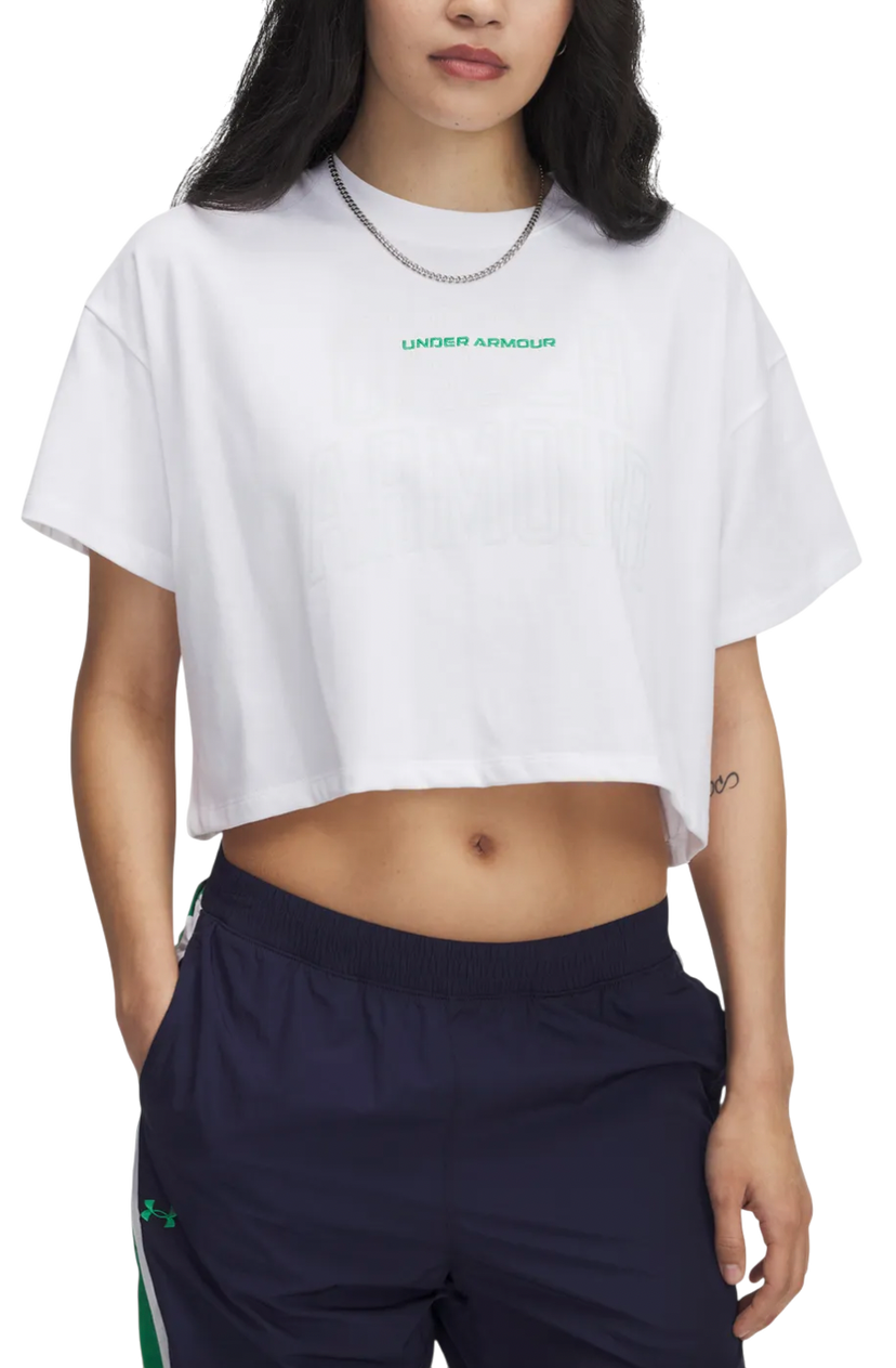 Krop-top Under Armour Varsity Mix HW Crop Top Bela | 1389156-101