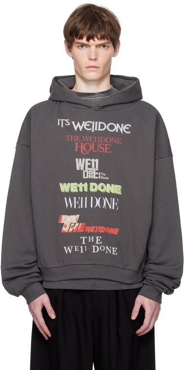 Pulover We11done We11done Multi Logo Print Hoodie Siva | WD-TH2-25-832-U-GY, 0