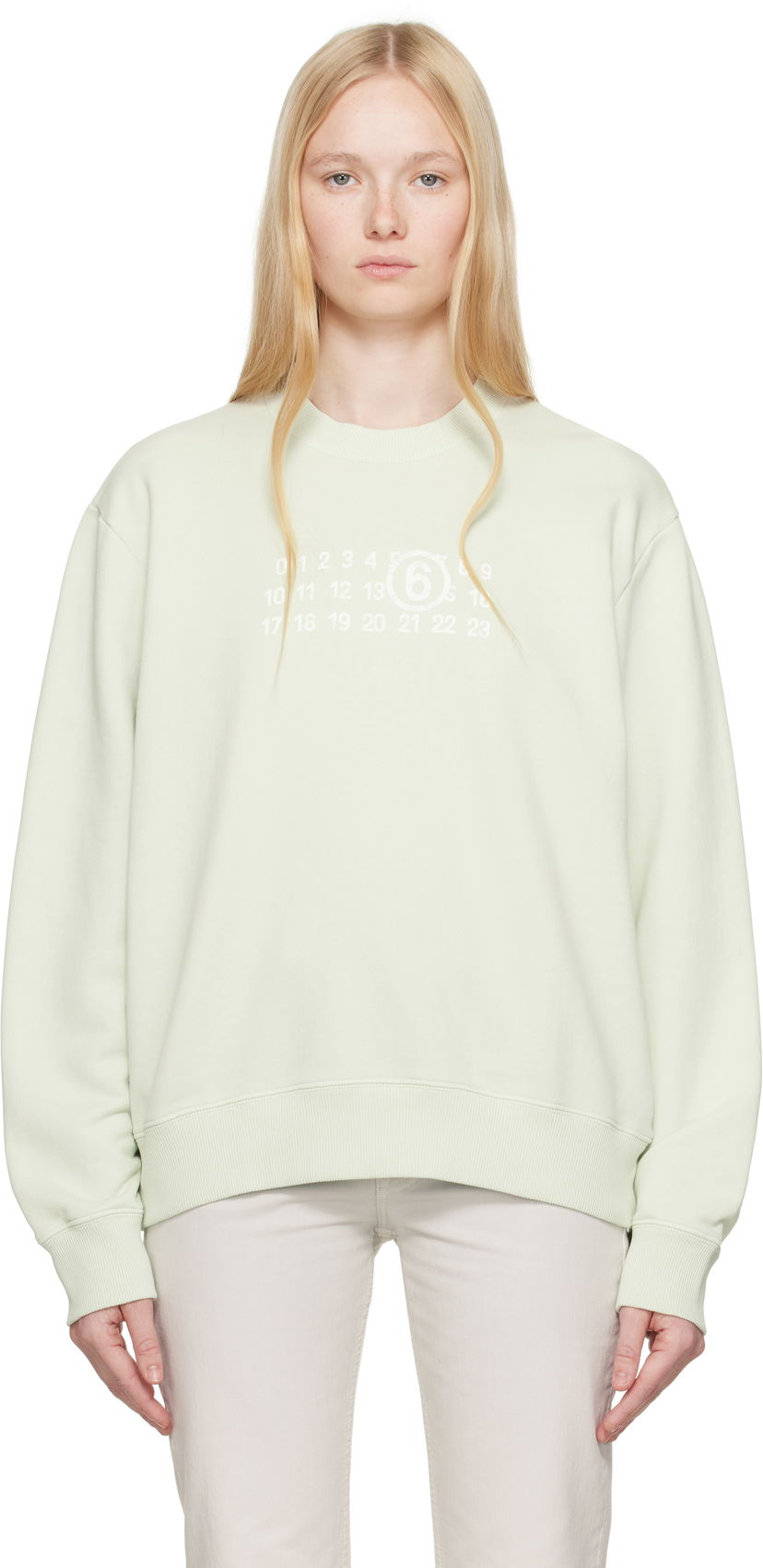 Pleteni pulover Maison Margiela MM6 Maison Margiela Numeric Sweatshirt Zelena | SH2GU0021 M25004