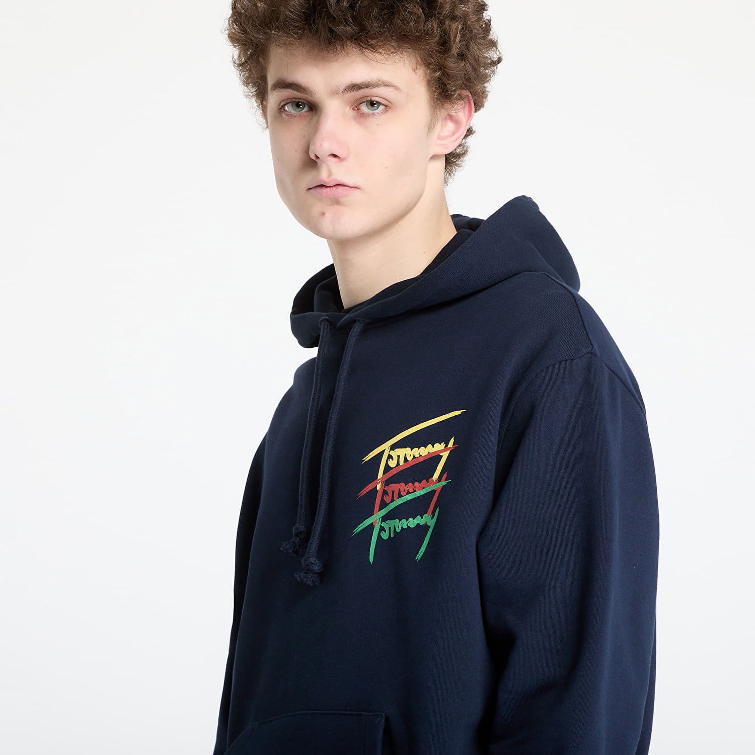 Pulover Tommy Hilfiger Tommy Jeans Relaxed 3 Color Sign Hoodie Mornarica | DM0DM21372 C1G, 1