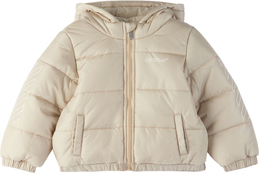 Puhovka Off-White Off-White Bookish Diag Short Puffer Jacket Bež | OB7X001F24FAB0011701