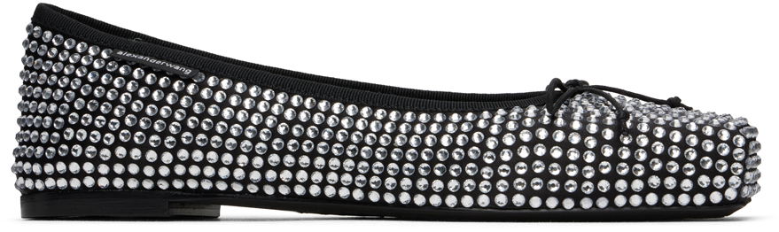 Obleke Alexander Wang Alexander Wang Billie Crystal Ballerina Flats Črna | 30324F065, 0