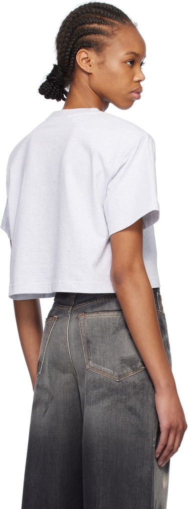 Krop-top We11done We11done Cropped T-Shirt with Shoulder Pads Siva | WD-TT0-25-712-W-GY, 2
