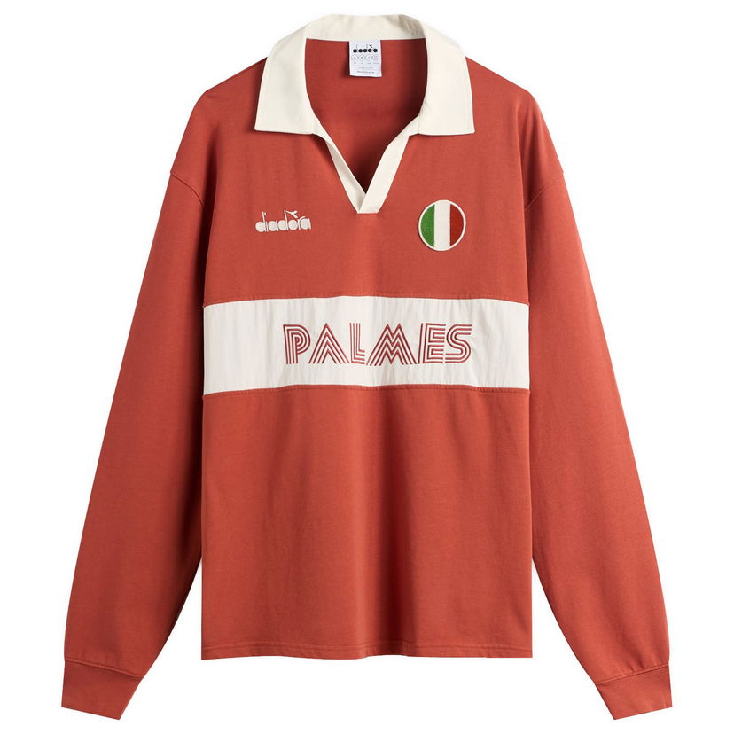 Polo majica Diadora PALMES Legacy Long Sleeve Polo with Italian Flag Patch Rdeča | 502-182428-30167