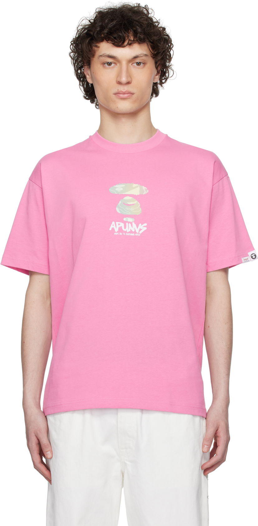Majica AAPE by A Bathing Ape AAPE by A Bathing Ape AAPEUNVS Moonface Logo T-Shirt Roza | AAPTEM1646XXNPKX