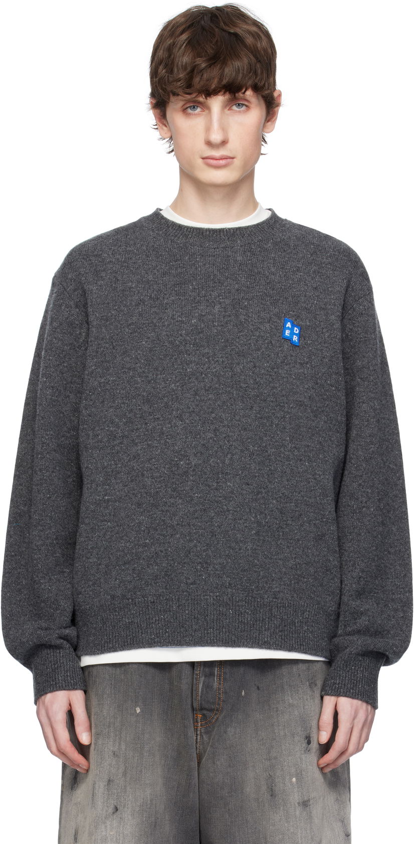 Pleteni pulover ADER ERROR ADER error TRS Tag Knit Sweater Siva | BO42FYKT0101CC