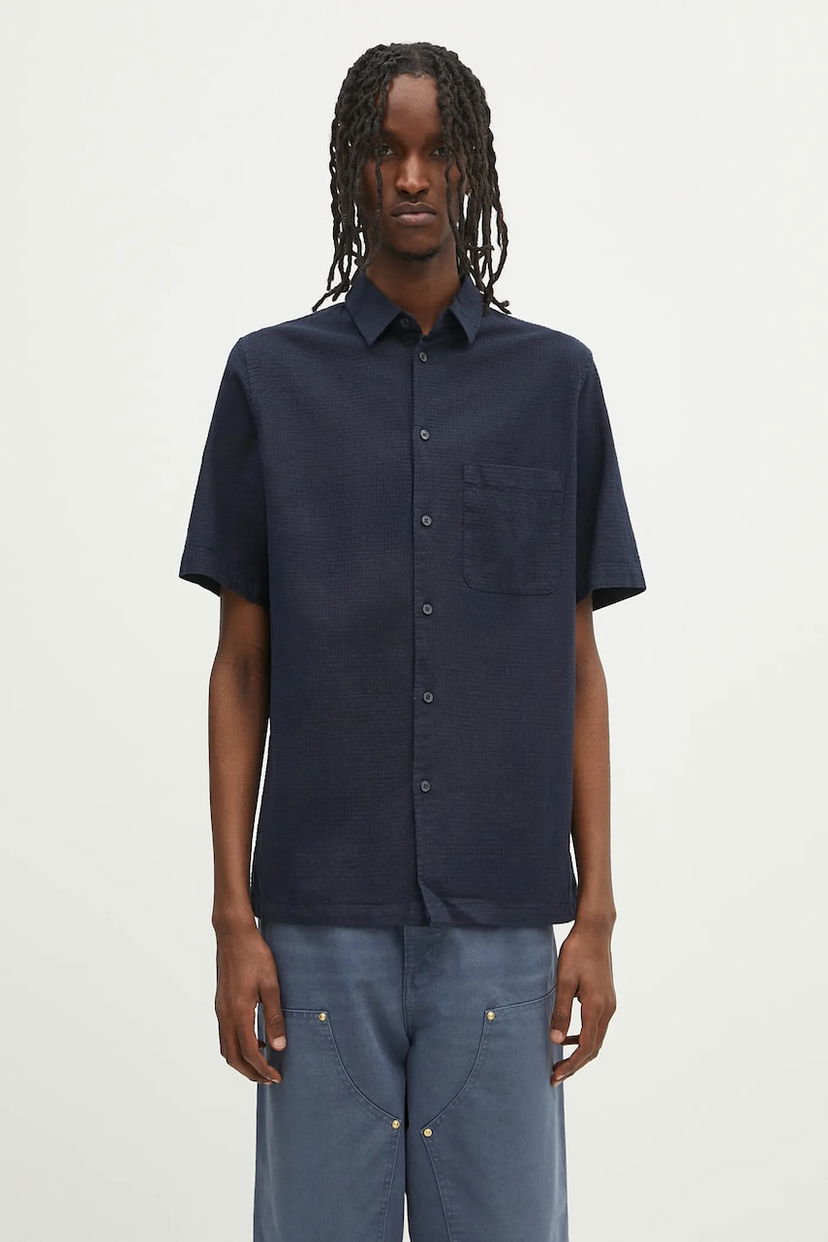Srajce Samsoe Samsoe Samsoe Samsoe Sataro Regular Fit Linen Shirt Mornarica | M25100063