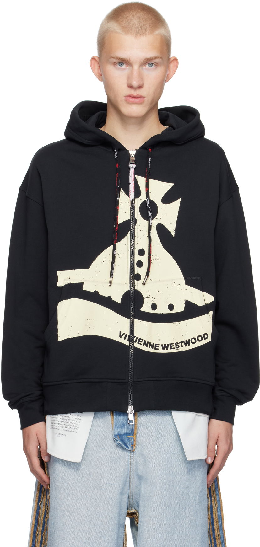 Pulover Vivienne Westwood Sunken Orb Zip Hoodie Črna | 2I01000G-J006O-