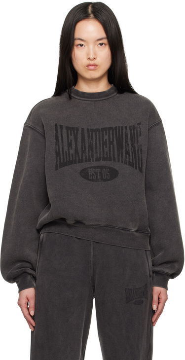 Pleteni pulover Alexander Wang Alexander Wang Distressed Logo Sweatshirt Siva | 4CC2251539, 0