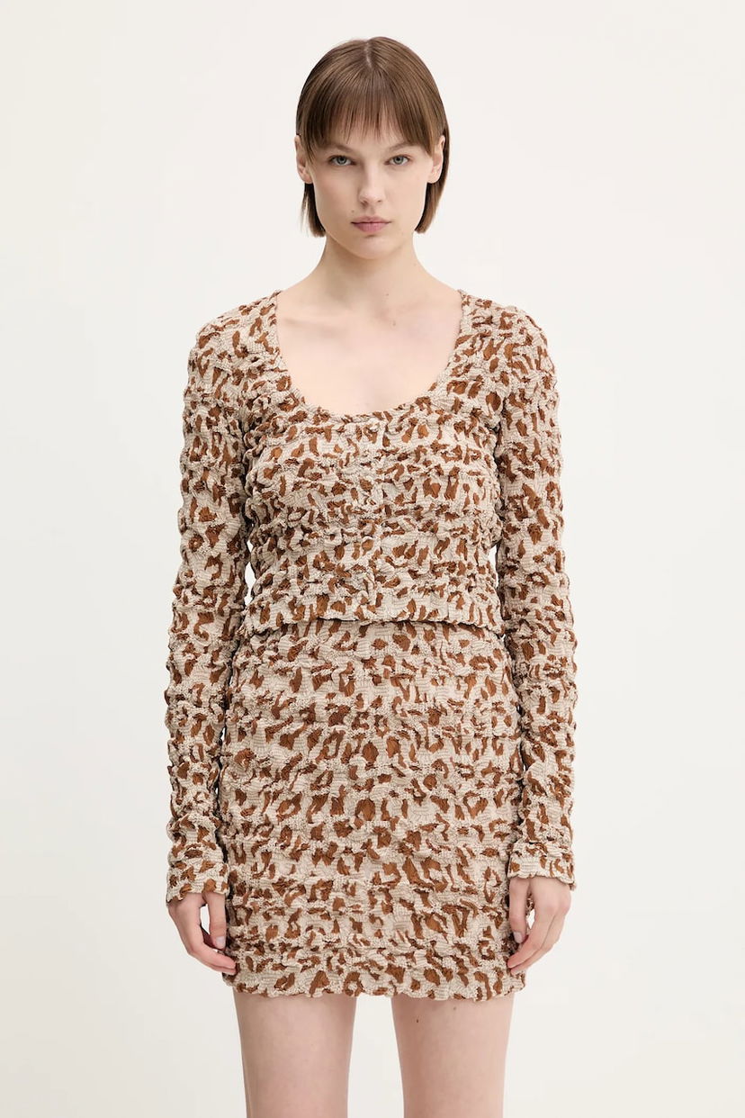 Krila Nanushka Nanushka JYLAN Patterned Knit Top and Mini Skirt Set Bež | NW25SSTP30574