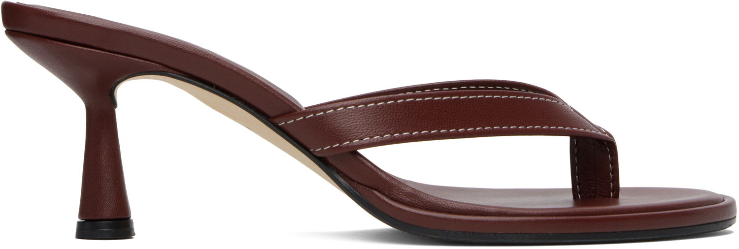 Modni dodatki Aeyde Aeyde Daphne Leather Toe-Post Heeled Sandals Bordo | A11-HS-AEAR75CI187-SS25-955-007, 0