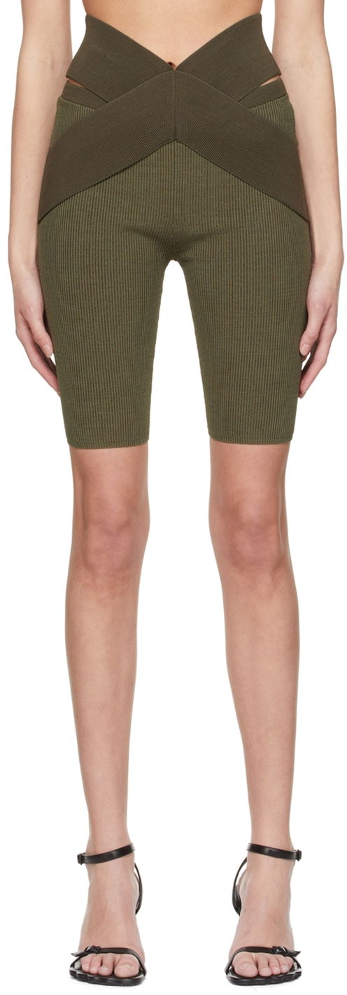 Kratke hlače Dion Lee Cross Waistband Ribbed Bike Shorts Zelena | C7081S22