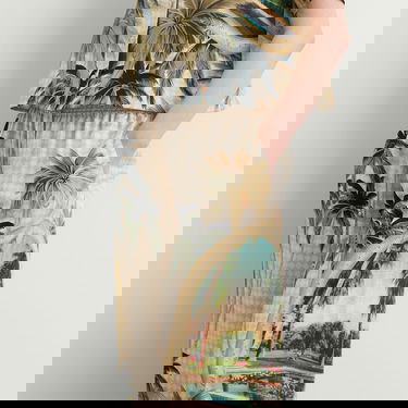 Hlače AMIRI AMIRI Paradise Printed Wide-Leg Pants, Size Large Bež | AWPACA1021-900, 5