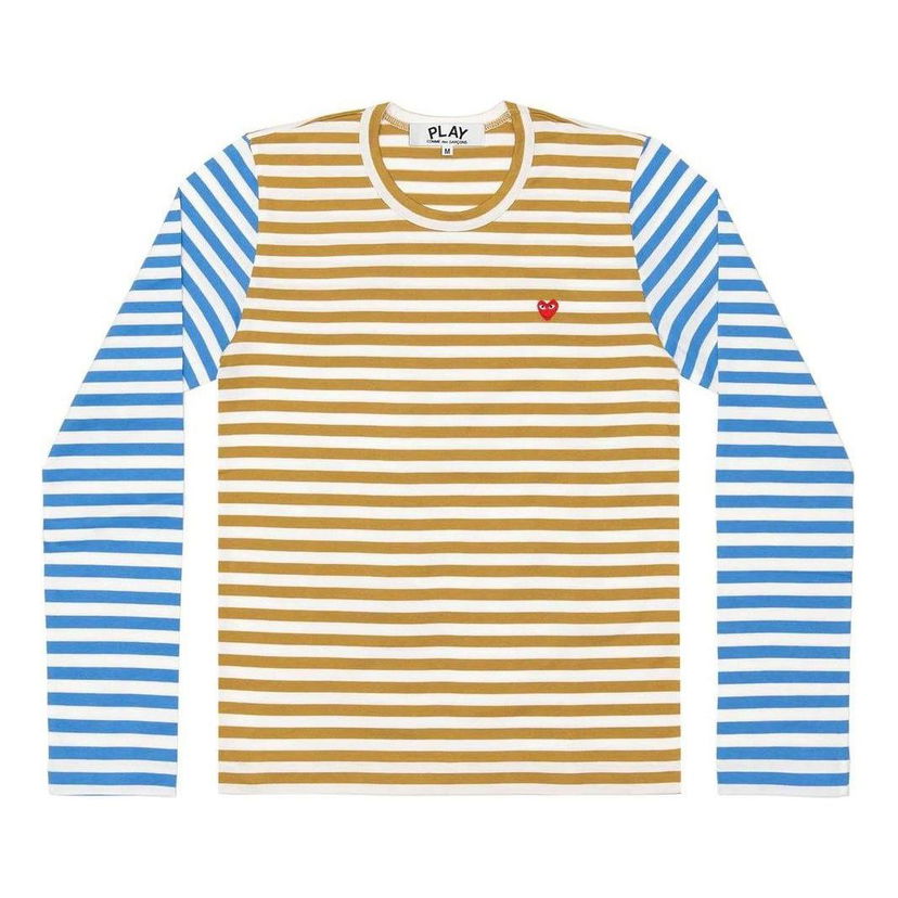 Majica Comme des Garçons PLAY Long Sleeve Striped T-Shirt Modra | AZ-T318-051-5