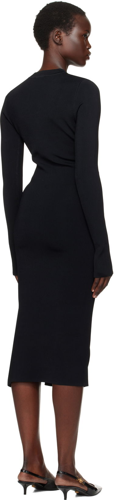Obleke Versace Cutout Jersey Midi Dress Črna | E77HAOMB3_ECM61H, 2