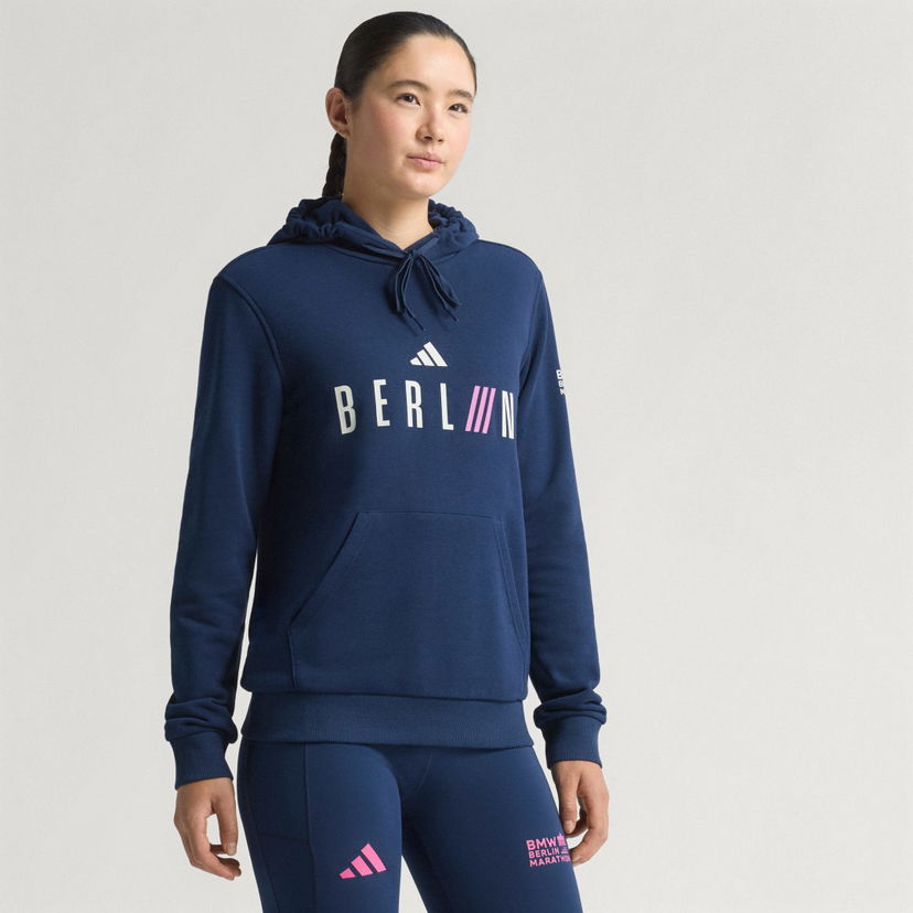 Pulover adidas Performance BMW Berlin-Marathon 2025 City Hoodie Mornarica | KB9893