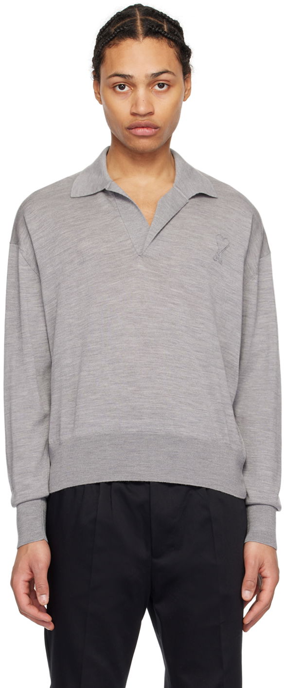 Polo majica AMI Paris de Cœur Polo Siva | UPL342.KN0039