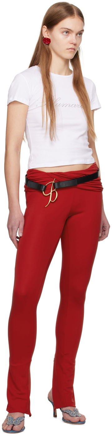 Pasovi Blumarine Logo Buckle Leather Belt Črna | P422W252A, 2