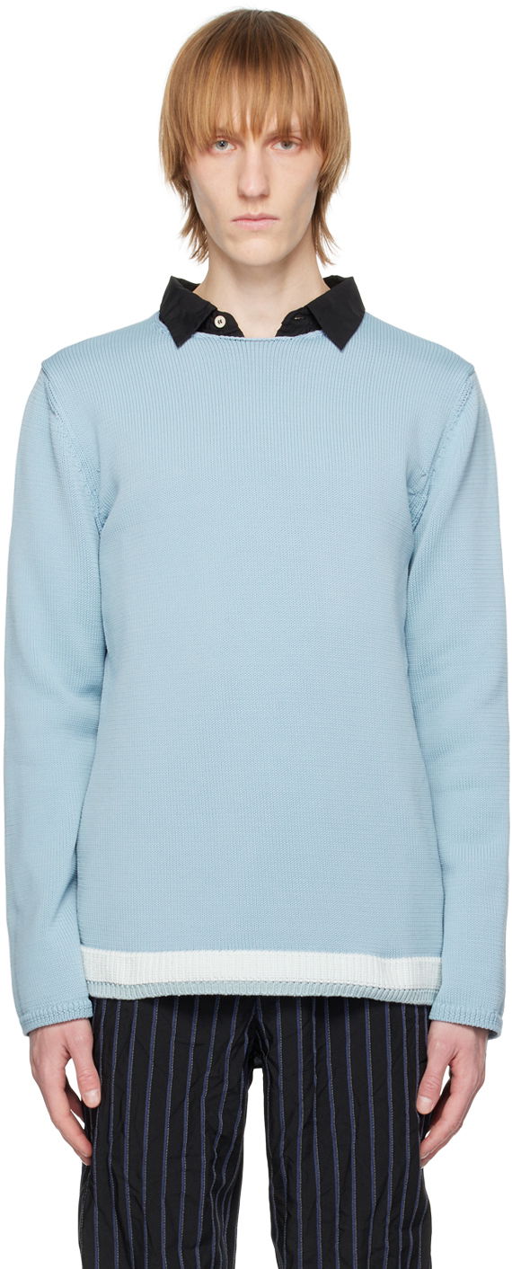 Pleteni pulover Comme des Garçons CDG Homme Deux Crewneck Sweater Modra | DK-N508-051