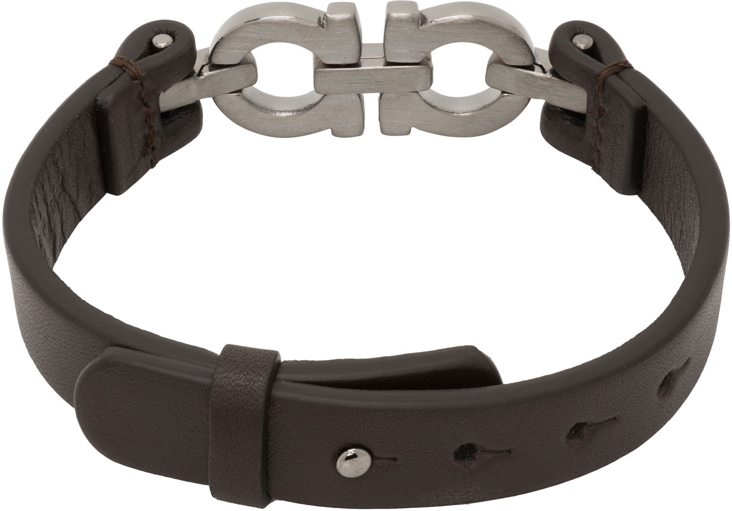Zapestnica FERRAGAMO Ferragamo Double Gancini Leather Bracelet Rjava | 785726, 1
