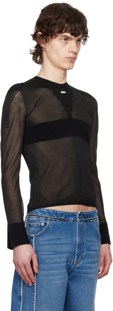 Pleteni pulover Jean Paul Gaultier Jean Paul Gaultier Logo Knit Sweater Črna | 25/33-F-PL068-M083-00, 1