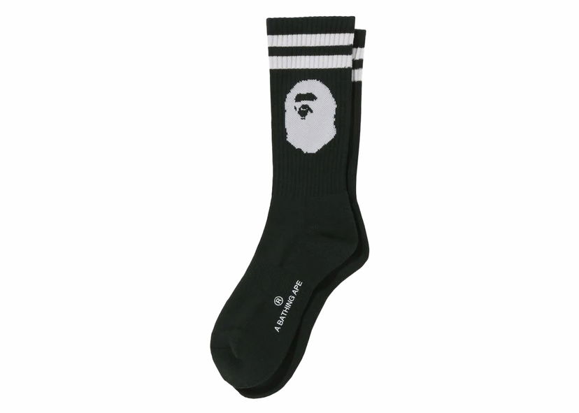 Nogavice BAPE BAPE Ape Head Line Socks Olivedrab Črna | 1J80-184-004